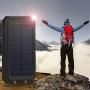 Solar Charger Solar Power Bank 20000mAh Waterproof Portable External Backup Outdoor Cell Phone Battery Charger with Dual LED Flashlights Solar Panel for Compatible with All Smartphone (Black)