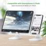 SHAWE Cell Phone Stand, Angle Height Adjustable Stable Desktop Tablet Stand, Foldable Sturdy Aluminum Metal Phone Holder Compatible with 3.5"-12.9" Mobile Phones and Tablets (White)
