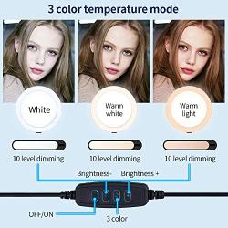 FAPO 10.2 Selfie Ring Light with Tripod Stand & Cell Phone Holder, Mini Led Camera Ring Light for Live Stream/Youtute/TikTok/Photography, 3 Light Modes& 10-Level Brightness