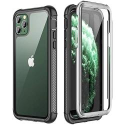 SPIDERCASE for iPhone 11 Pro Max Case, Built-in Screen Protector Full Heavy Duty Protection Shockproof Anti-Scratched Rugged Case for iPhone 11 Pro Max 6.5 inch 2019 (Black+Clear)