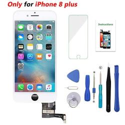 Screen Replacement for iPhone 8 Plus White 5.5 inch 3D Touch LCD Screen Digitizer Replacement Frame Display Assembly Set with Repair Tool Kit (iPhone 8 Plus Screen, White)