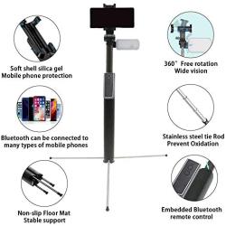 TDRFORCE 63 Inch Super Long Extendable Selfie Stick with Bluetooth Wireless Remote and Tripod with Live Fill Light（16 Lights）