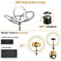 Kiaitre 10.24" Selfie Ring Light with Tablet Holder & Cell Phone Holder - Ring Light for iPhone Android, Light Stand for Live Stream/Makeup, YouTube Video Photography