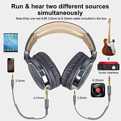 OneOdio Over Ear Headphone, Wired Bass Headsets with 50mm Driver, Foldable Lightweight Headphones with Shareport and Mic for Recording Monitoring Mixing Podcast Guitar PC TV - (Grey)