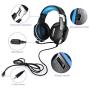 KOTION EACH G1200 Gaming Headset for PS4, Professional 3.5mm PC Stereo Headphones with Mic, Comfortable Bass Headband with Integrated Microphone for PS4 PC Computer Laptop Smartphones (Blue)