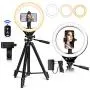 EICAUS 10 Ring Light with Stand and Phone Holder, Cell Phone Tripod with Ringlight for Live Streaming/Makeup/Photography, Compatible with Phones and Cameras(Black) EICAUS 10 Ring Light with Stand and Phone Holder, Cell Phone Tripod with Ringlight for Live Streaming/Makeup/Photography, Compatible with Phones and Cameras(Black)