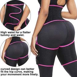 SCOBUTY Thigh Trimmer, Waist Trainer, High Waist and Thigh Trimmer, 3 in 1 Weight Loss Butt Lifter Waist Trainer Shaping Slimming Support, Hips Belt Trimmer Body Shaper (Pink)