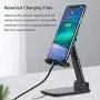 Cell Phone Stand,Nesyd Angle Height Adjustable Desktop Holder Tablet Stand Mobile Phone Mount for Desk Sturdy Aluminum Metal Stand Compatible with Mobile Phone/iPad/Kindle/Tablet (Black)