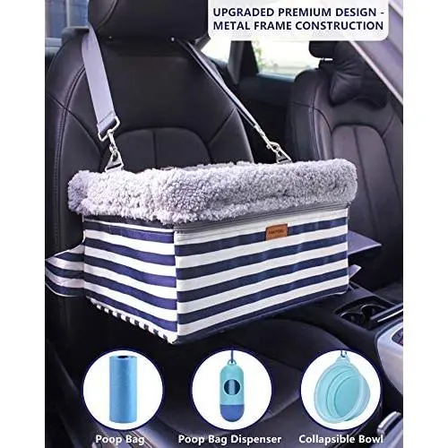 FANCYDELI Dog-Car-Booster-Seat Upgrade Metal Frame Construction with Clip-On Safety Leash and Dog Blanket,Perfect for Small Pets up to 15lbs FANCYDELI Dog-Car-Booster-Seat Upgrade Metal Frame Construction with Clip-On Safety Leash and Dog Blanket,Perfect for Small Pets up to 15lbs