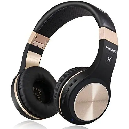 Bluetooth Headphones, Riwbox XBT-80 Folding Stereo Wireless Bluetooth Headphones Over Ear with Microphone and Volume Control, Wireless and Wired Headset for PC/Cell Phones/TV/ipad (Black Gold) Bluetooth Headphones, Riwbox XBT-80 Folding Stereo Wireless Bluetooth Headphones Over Ear with Microphone and Volume Control, Wireless and Wired Headset for PC/Cell Phones/TV/ipad (Black Gold)