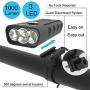 BCXYMQ USB Rechargeable Bike Light Front, 3 LED 1000 Lumen Runtime 10 Hours Built in Battery Bicycle Headlight Waterproof Accessories Aluminum Alloy Cycling Light Safety Flashlight