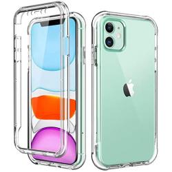 SKYLMW iPhone 11 Case 2019 6.1 inch,[Built in Screen Protector] Full Body Shockproof Dual Layer High Impact Protective Hard Plastic & Soft TPU with Phone Bumper Tough Cover Cases for Women Men,Clear