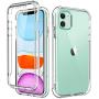 SKYLMW iPhone 11 Case 2019 6.1 inch,[Built in Screen Protector] Full Body Shockproof Dual Layer High Impact Protective Hard Plastic & Soft TPU with Phone Bumper Tough Cover Cases for Women Men,Clear