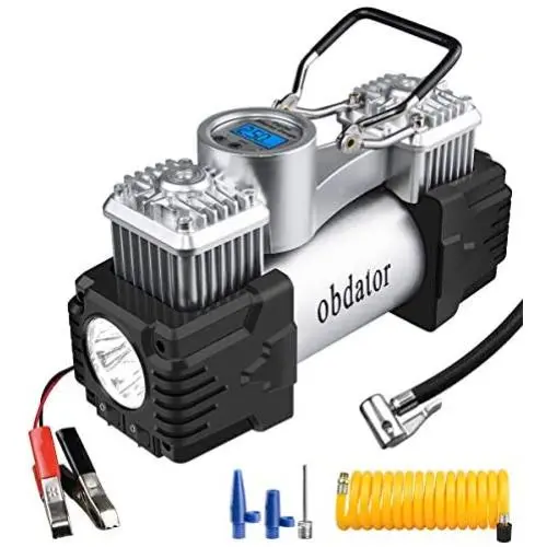 obdator Air Compressor Pump 12V Portable Car Tire Inflator 150PSI Dual Cylinder Auto Tire Pump for SUVs, Trucks, Vans, RVs obdator Air Compressor Pump 12V Portable Car Tire Inflator 150PSI Dual Cylinder Auto Tire Pump for SUVs, Trucks, Vans, RVs