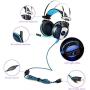 TRURENDI 3.5mm Gaming Mic Stereo Bass LED Light PC Game Headsets Headphone Earphone Headband for PS4 Computer Laptop Mobile Phones Black and Blue