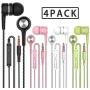 A12 Headphones Earphones Earbuds Earphones, Noise Islating, High Definition, Fits All 3.5mm InterfaceStereo for Samsung, iPhone,iPad, iPod and Mp3 Players(Black+White+Pink+Green 4pairs)