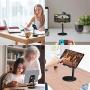 Swhatty Cell Phone Stand Universal Tablet Dock, Angle Height Adjustable Sturdy All Aluminum Alloy Stable Phone Holder for Desk, Compatible with Mobile Phone/iPad 4.7"-12.9" Screen (Black)