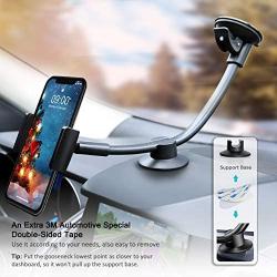 Newward Car Phone Mount, 2 Clamps Long Arm Universal Windshield Dashboard Cell Phone Holder for iPhone 11 X 8 7 Plus 6 6s Plus 5s SE,Samsung Galaxy S9 S8 S7 S6 S5 Note,Google,LG and Other Smartphones