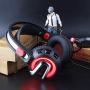 Gaming Headset with Microphone, 7.1 Stereo Surround Sound Wired Over Ear Headphone for Xbox One, PS4, PC, Laptop, Nintendo Switch and other 3.5mm devices, LED Light, Noise Isolation, Steel Frame - Red