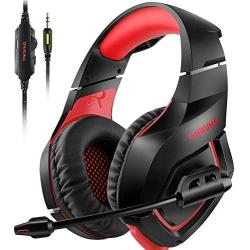 ONIKUMA Stereo Gaming Headset for PS4 Xbox One, Over Ears Headset with Noise Canceling Microphone for Nintendo Switch PlayStation 4 Laptop Smartphones and PC 3.5mm (Renewed)