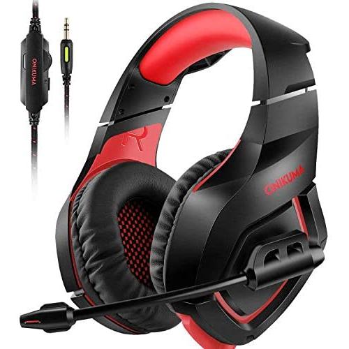 ONIKUMA Stereo Gaming Headset for PS4 Xbox One, Over Ears Headset with Noise Canceling Microphone for Nintendo Switch PlayStation 4 Laptop Smartphones and PC 3.5mm (Renewed)