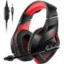 ONIKUMA Stereo Gaming Headset for PS4 Xbox One, Over Ears Headset with Noise Canceling Microphone for Nintendo Switch PlayStation 4 Laptop Smartphones and PC 3.5mm (Renewed)