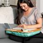 LapGear Designer Lap Desk with Phone Holder and Device Ledge - Aqua Trellis - Fits up to 15.6 Inch Laptops - Style No. 45422
