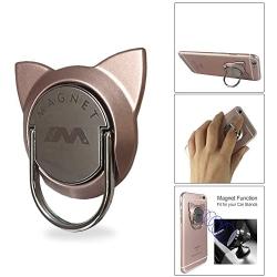 Finger Ring for Magnetic Car Mount,Metal Cell Phone Finger Holder Stand, Pop 360 Rotation Cat Shape Grip Socket Kickstand for iPhone X 7 8 Plus 6 6S SE, Samsung Galaxy Note 8 S8 S7 Tablet (Rose Gold)