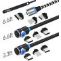 TOPK USB Magnetic Cable,(3-Pack,3.3ft/6.6ft/6.6ft) Magnetic Charging Cable,3 in 1 Nylon Braided Phone Charger Cable Compatible with Micro USB,Type C and iProduct