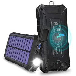 Wireless Charger Solar Phone Charger 24000mAh Tranmix 18W PD Power Bank with 4 Outputs & QC 3.0 Portable Charger Battery Pack for Most Phones, Tablets, LED Flashlights and Outdoor Waterproof