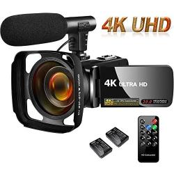 Camcorder Video Camera 4K 30MP Digital Camcorder Camera with Microphone Ultra HD Vlogging Camera with Remote Control Rotatable 3.0 in Touch Screen (V14)