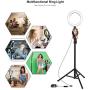 Selfie Ring Light with Tripod Stand and Phone Holder LED Circle Lights Halo Lighting for Make Up Live Steaming Photo Photography Vlogging Video