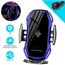 Wireless Charger Car Touch Sensing Automatic Retractable Clip Fast Charging Compatible for iPhone Xs Max/XR/X/8/8Plus Samsung S9/S8/Note 8