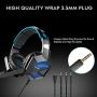 COOAU Stereo Gaming Headset with Mic, LED Lights, Volume Control for PS4, PC, New Xbox One, iPad, Laptop, Smartphones, Noise Cancelling Over-Ear Headphones with 3.5mm Plugs and USB Plugs