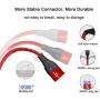A.S 3 in 1 Magnetic USB Cable, Fast Charging & Data Sync Cable with Diamond Led, Compatible with Micro USB I-Product and Type C Smartphones (1.6ft,3.3ft,6.6ft Red)