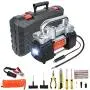 GSPSCN Portable Air Compressor Pump Dual Cylinder Heavy Duty Tire Inflator with LED Light,150 PSI 12V Air Pump with Tire Repair Kit and Toolbox for Auto,SUV,Truck Tires etc