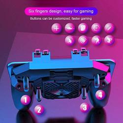 N/L Gaming Grip - PUBG Mobile Game Controller 6 Fingers Operation, All-in-One Gamepad Joystick Remote Grip Shooting Aim Keys for iPhone Android Phones 2.64-3.54 Inch