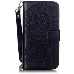Galaxy J3 Wallet Case, Phone case for Samsung j3, JanCalm [Multi Card/Cash Slots] Flip Cover Wallet PU Leather with Stand + Wrist Strap Case for Samsung Galaxy J3 (2016) + Crystal Pen (Black)
