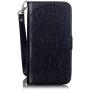 Galaxy J3 Wallet Case, Phone case for Samsung j3, JanCalm [Multi Card/Cash Slots] Flip Cover Wallet PU Leather with Stand + Wrist Strap Case for Samsung Galaxy J3 (2016) + Crystal Pen (Black)