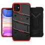 ZIZO Bolt Series iPhone 11 Case - Heavy-Duty Military-Grade Drop Protection w/Kickstand Included Belt Clip Holster Tempered Glass Lanyard - Black/Red