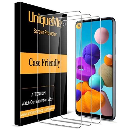 [3 Pack] UniqueMe Screen Protector for Samsung Galaxy A21 Tempered Glass, 9H Hardness [Case Friendly] Bubble Free-Clear HD