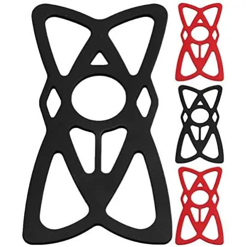 4-Pack Bike Motorcycle Phone Mount Tether - X Web Grip Silicone Cell Phone Holder Band - Universal Elastic Rubber Security Strap for Mountain & Road Sports Bicycle Handlebar Cradle (2 Black & 2 Red) 4-Pack Bike Motorcycle Phone Mount Tether - X Web Grip Silicone Cell Phone Holder Band - Universal Elastic Rubber Security Strap for Mountain & Road Sports Bicycle Handlebar Cradle (2 Black & 2 Red)