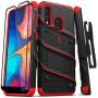ZIZO Bolt Series for Samsung Galaxy A20 Case | Heavy-Duty Military-Grade Drop Protection w/Kickstand Included Belt Clip Holster Tempered Glass Lanyard Galaxy A50 - Black/Red