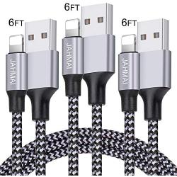 JAHMAI iPhone Charger, Nylon Braided Lightning Cable 3Pack 6ft Fast Charging High Speed Data Sync Cord Phone Connector Compatible with iPhone 11 Pro XS MAX XR XS X 8 7 Plus 6S 6 SE iPad Mini Air Pro