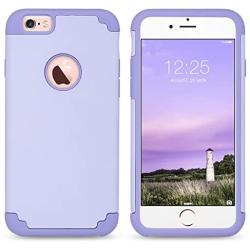 ULAK iPhone 6S Case Silicone,iPhone 6 Case, Slim Dual Layer Soft Silicone & Hard Back Cover Bumper Protective Shock-Absorption & Skid-Proof Anti-Scratch Case for Apple iPhone 6/6S 4.7-Lavender/Purple