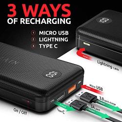 【UL Certified】 Villain Power Bank Portable Charger 20000mAh Qualcomm Quick Charge 3.0, 18W PD, USB Type C Fast Charging Cell Phone External Battery Pack, Powerbank for iPhone, Android, Camera