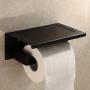 Konhard Stainless Steel Single Roll Toilet Paper Holder with Shelf Wall Mounted, Black