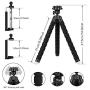 YeahWhee Phone Tripod, Flexible Cell Phone Selfie Stick Tripod Stand Camera Tripod Holder with Wireless Bluetooth Remote and Universal Clip for iPhone, Android Phone, Sports Camera GoPro