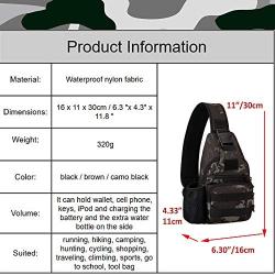 Tactical Military Chest Sling Bag Water Resistant MOLLE Shoulder Backpack Mens One Strap Daypack with Water Bottle Holder