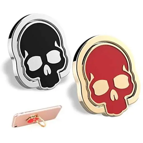 homEdge Cell Phone Skull Ring Grip, Set of 2 Packs 360° Adjustable Finger Ring Holder, Suitable for Magnetic Car Mount Kickstand for Cell Phone-Black and Red homEdge Cell Phone Skull Ring Grip, Set of 2 Packs 360° Adjustable Finger Ring Holder, Suitable for Magnetic Car Mount Kickstand for Cell Phone-Black and Red